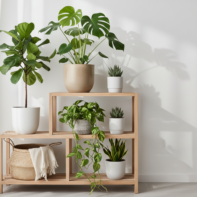 Discover how to create calm botanical corners with ceramic pots, natural materials, and structured plant styling. A Scandinavian approach to integrating greenery into everyday interiors.
