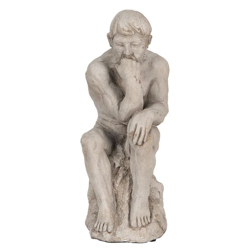 Decoration Statue Human 31 cm Gray Stone Statue by Clayre & Eef.