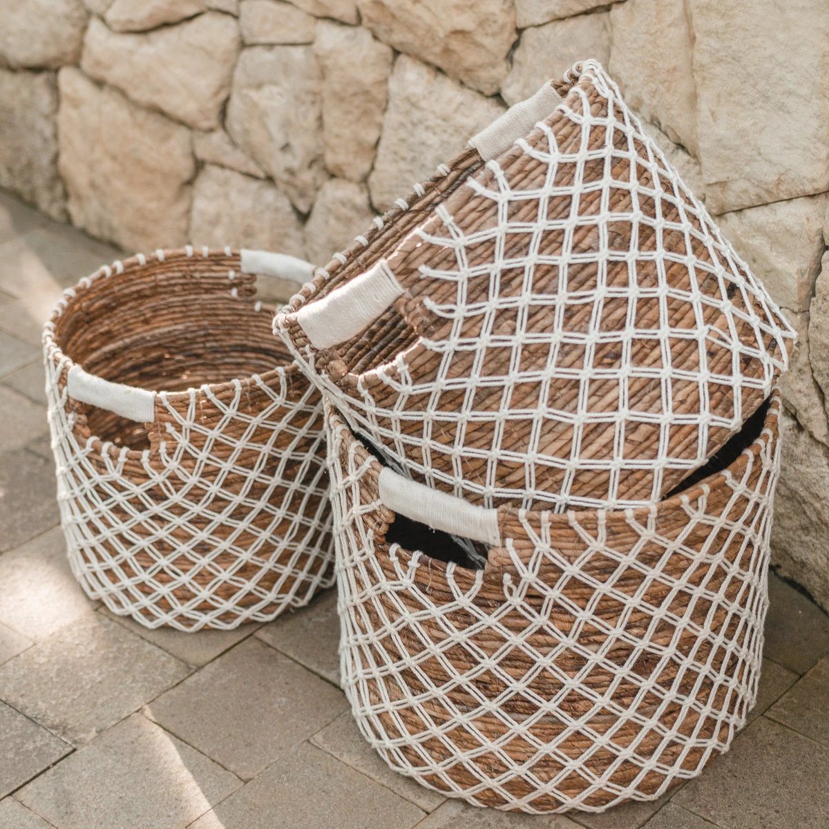 Storage Basket PURA | Plant Basket | Laundry Basket (white) made from Banana Fibre (3 sizes) by Soeji