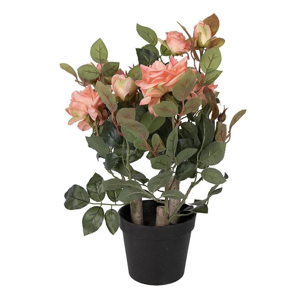 Künstliche Pflanze Rose 20x20x55 cm rosa Kunststoff von Clayre & Eef.