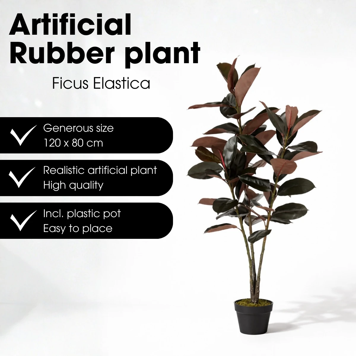 Artificial plant Rubber plant Red by Mica Decorations