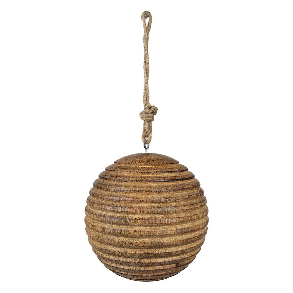 Weihnachtskugel Ø 12 cm braun aus Holz, Christbaumschmuck von Clayre & Eef.