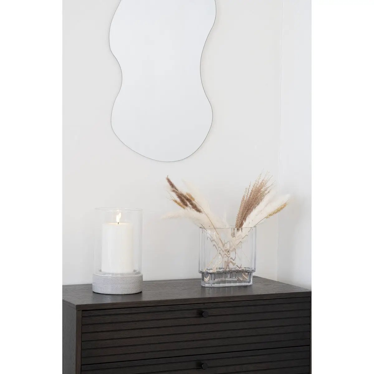Hurricane Candle Holder - Grey Ceramic/Glass, 16x16x25.5 cm by EMIRELLE