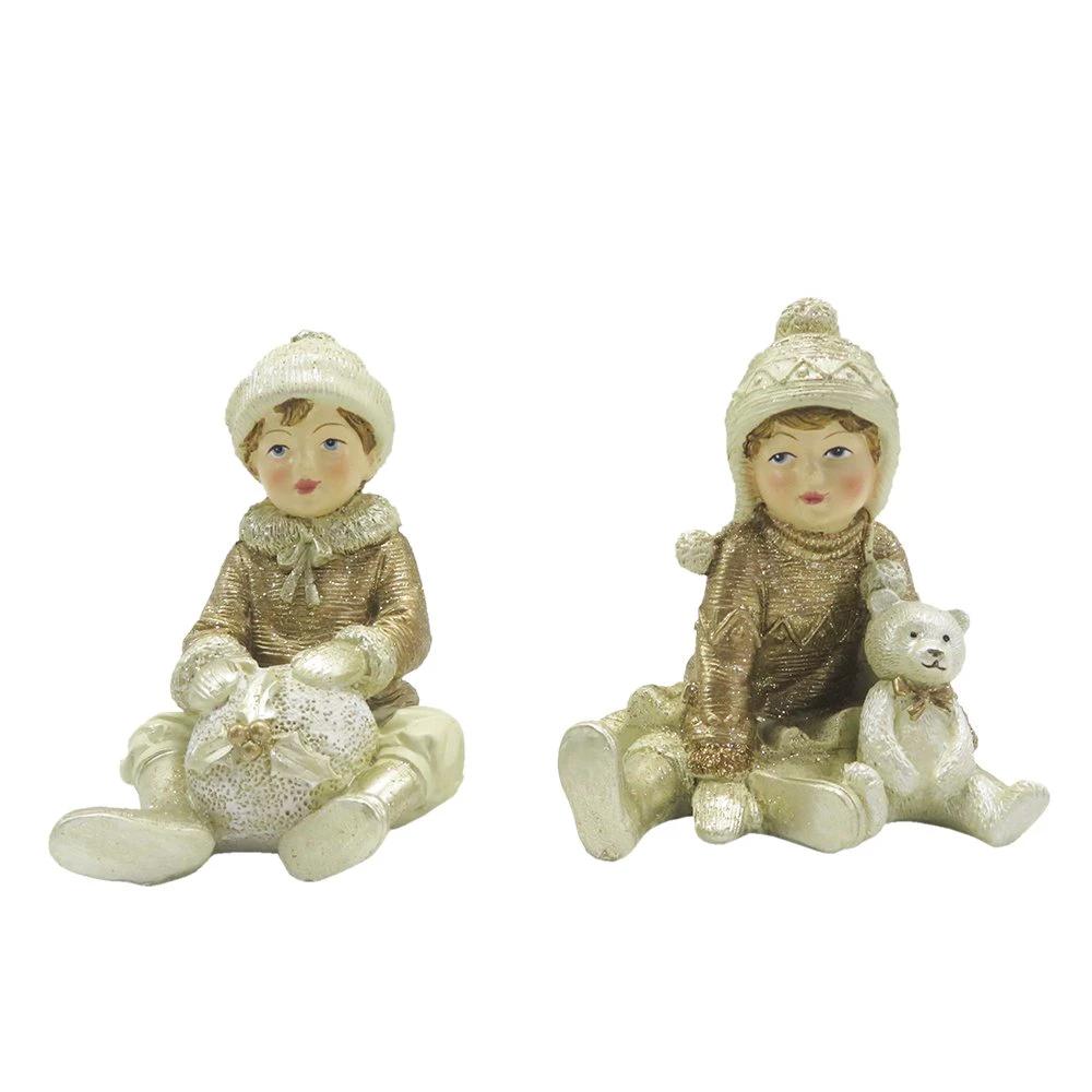Decoration children (set of 2) 7x7x9 cm by Clayre & Eef.