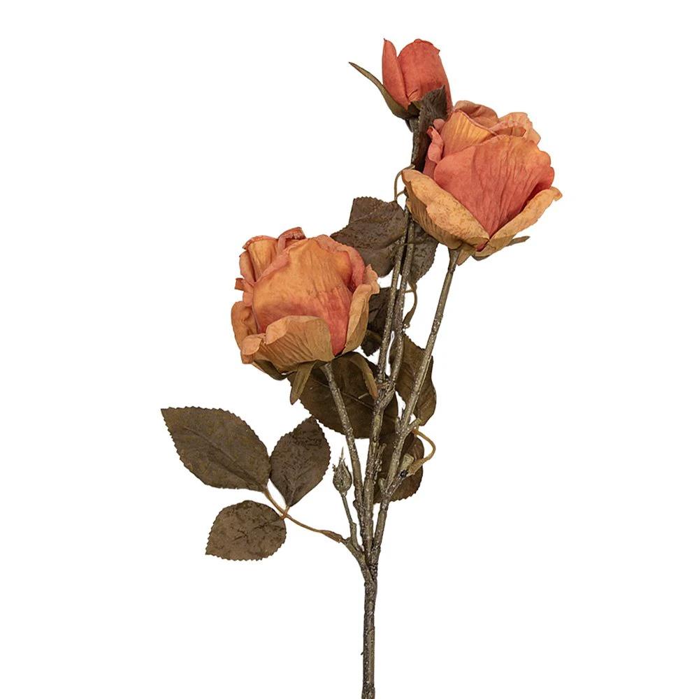 Artificial flower Rose 70 cm Orange Plastic by Clayre & Eef.