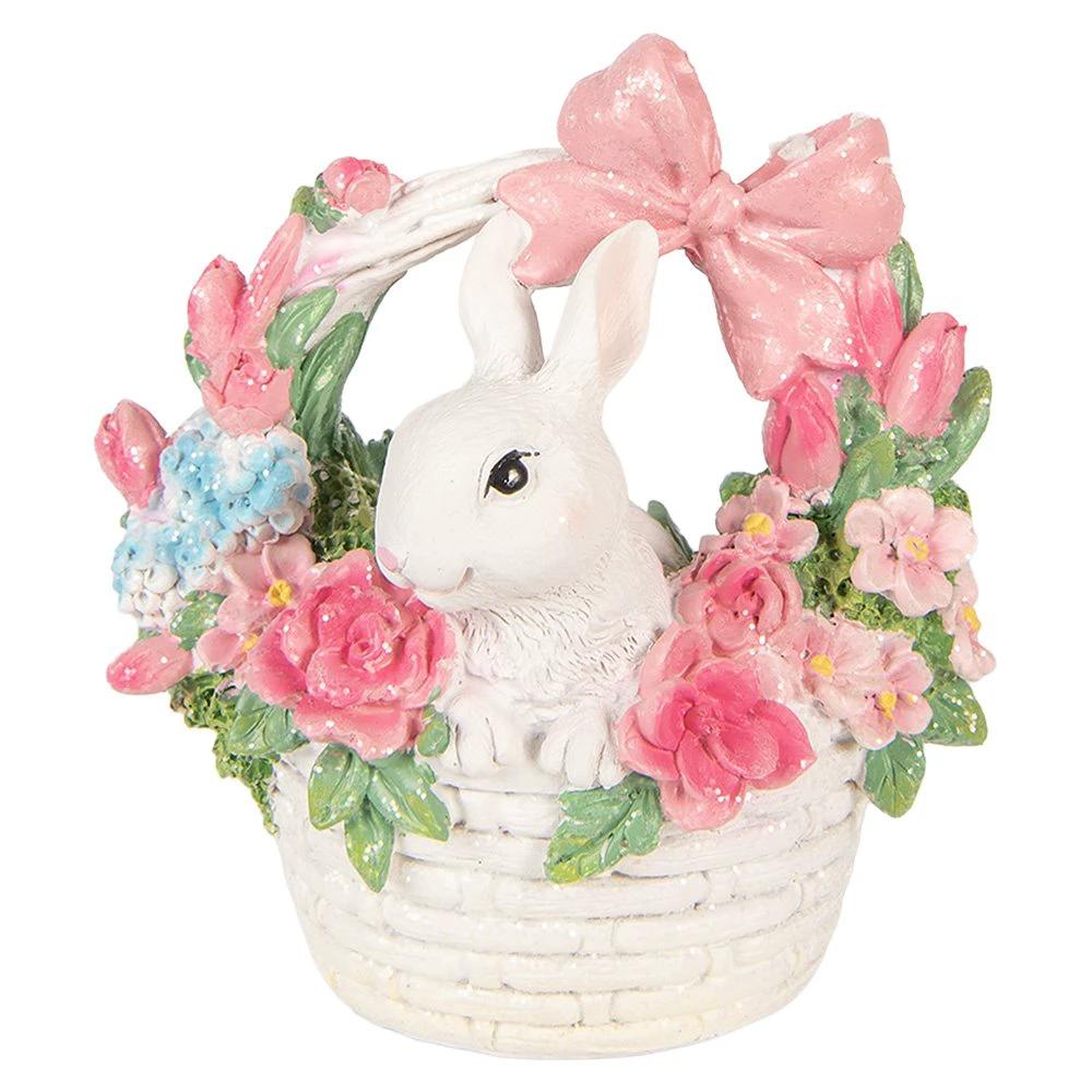 Decoration Statue Rabbit 15x9x16 cm White Plastic by Clayre & Eef.