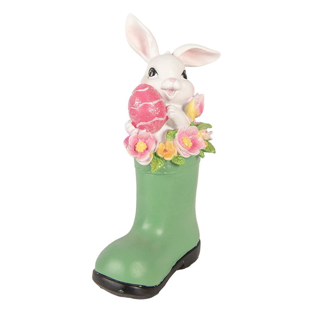 Decoration Statue Rabbit 13x8x20 cm White Plastic by Clayre & Eef.