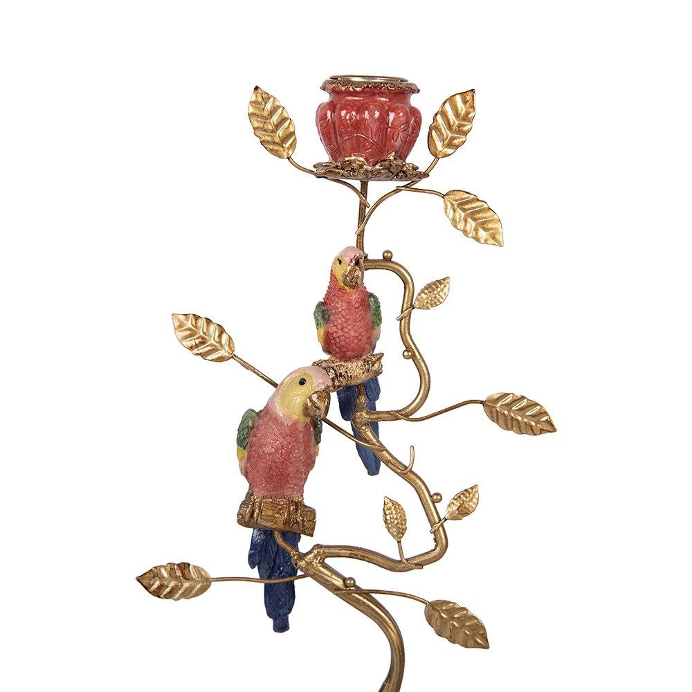 Candlestick 16x9x33 cm Gold-colored plastic by Clayre & Eef.