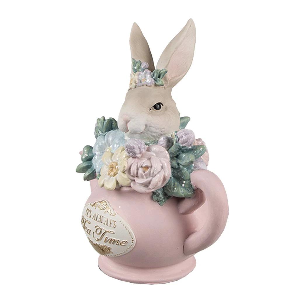 Dekorationsbild Hase 12x8x14 cm beige-rosa Kunststoff von Clayre & Eef.