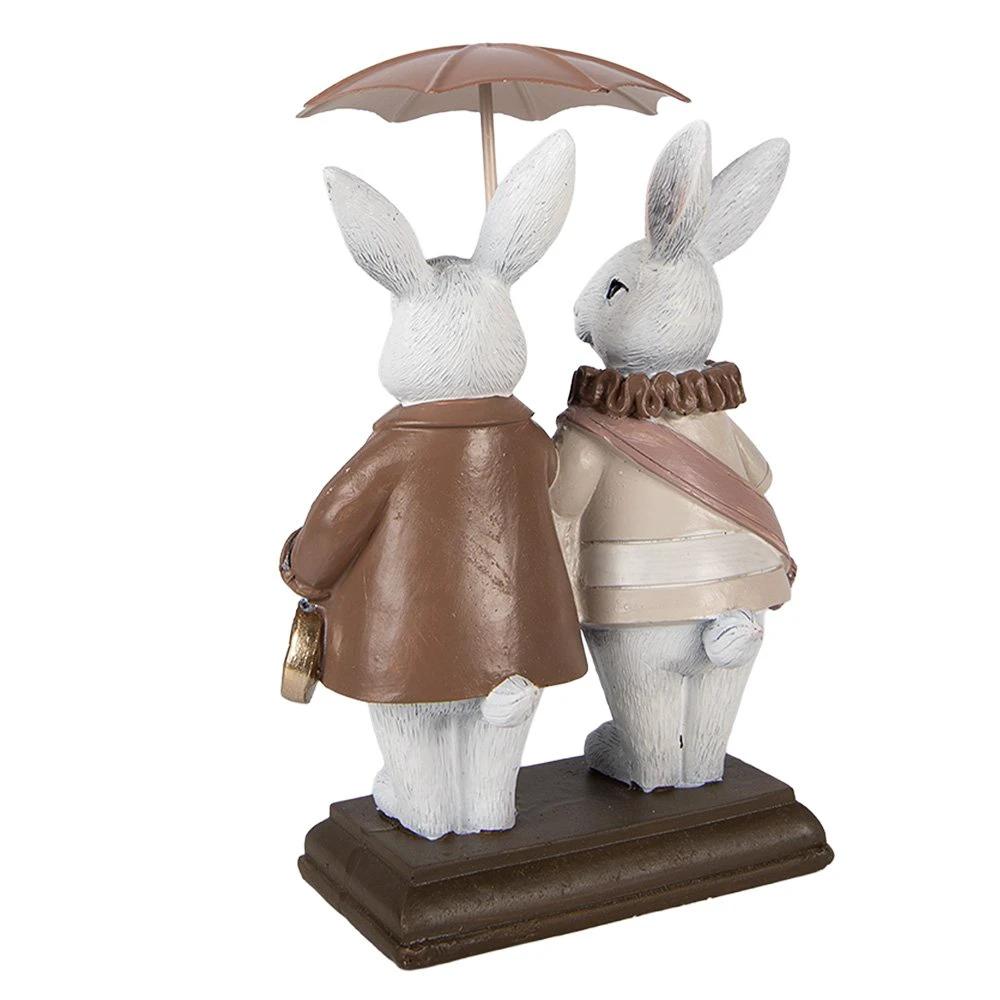 Decoration Statue Rabbit 13x6x16 cm White Plastic by Clayre & Eef.