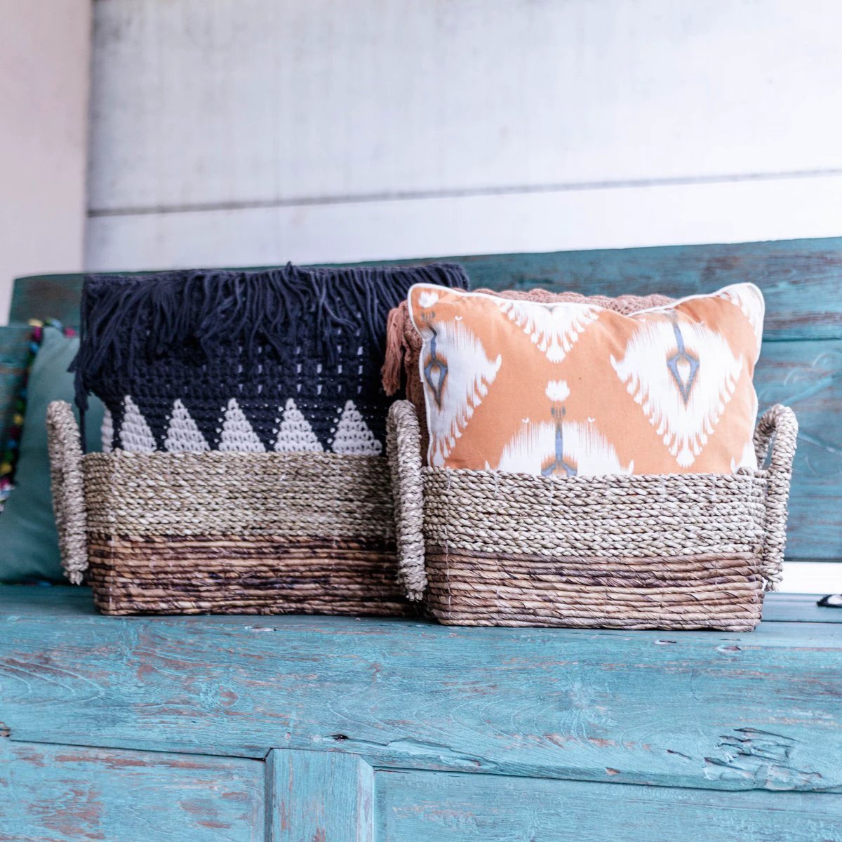 Storage Basket | Decorative Basket KAPAUKU made from Banana Fibre & Seagrass (2 sizes) by Soeji