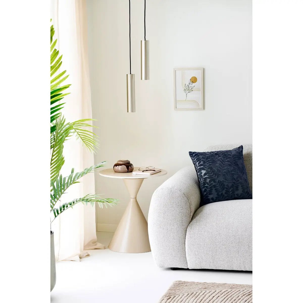 Annecy Side table, ceramic table top/steel, travertine/sand, ø50x56 cm by EMIRELLE
