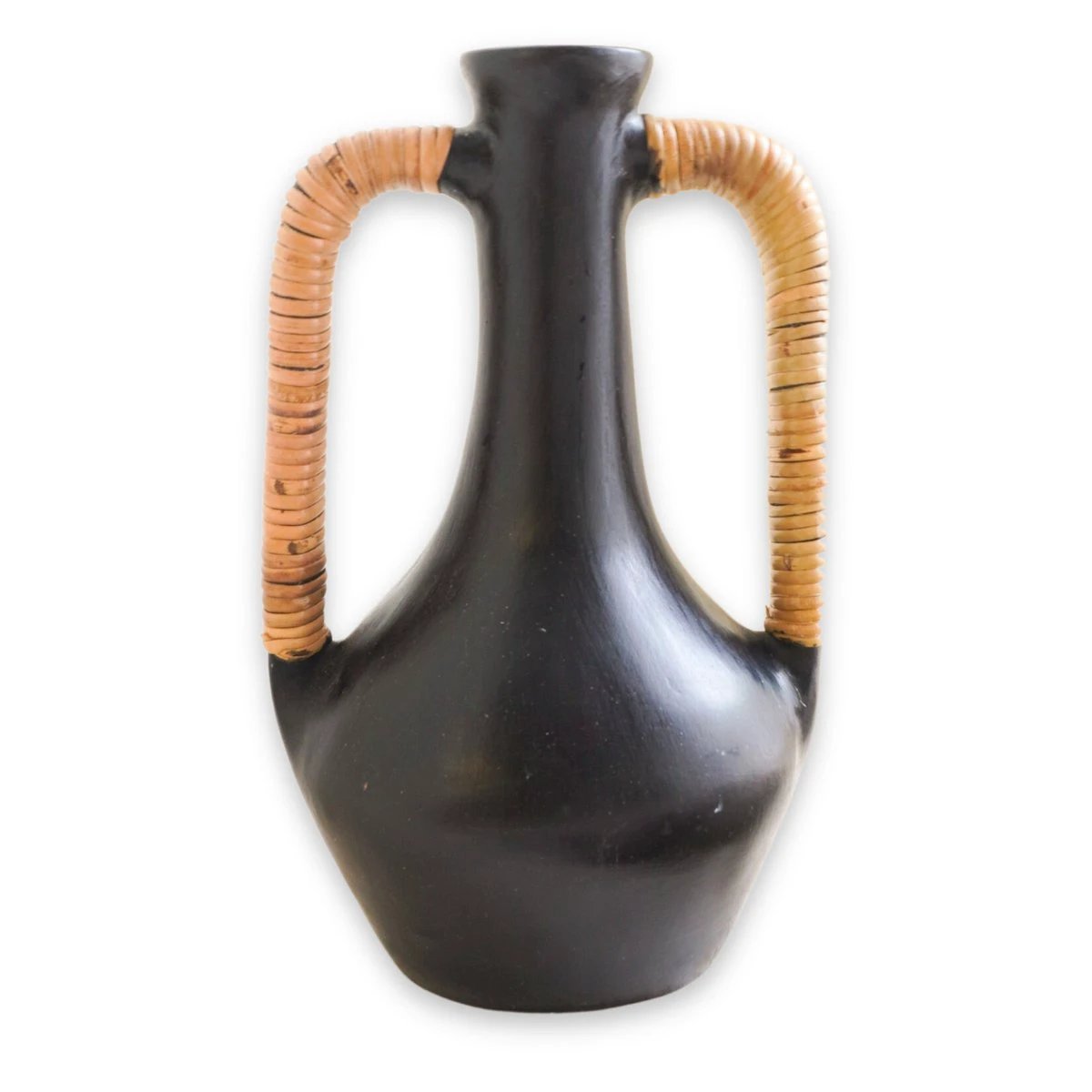 Vase Black Small Decorative Vase Hand Cast from Clay for Dried or Fresh Flowers SELAYAR by Soeji