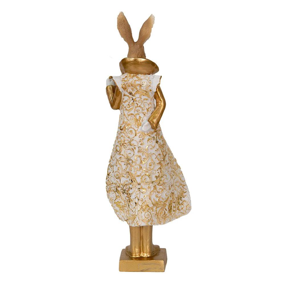 Image rabbit 11x8x33 cm gold -colored white polyresin home accessories by Clayre & Eef.