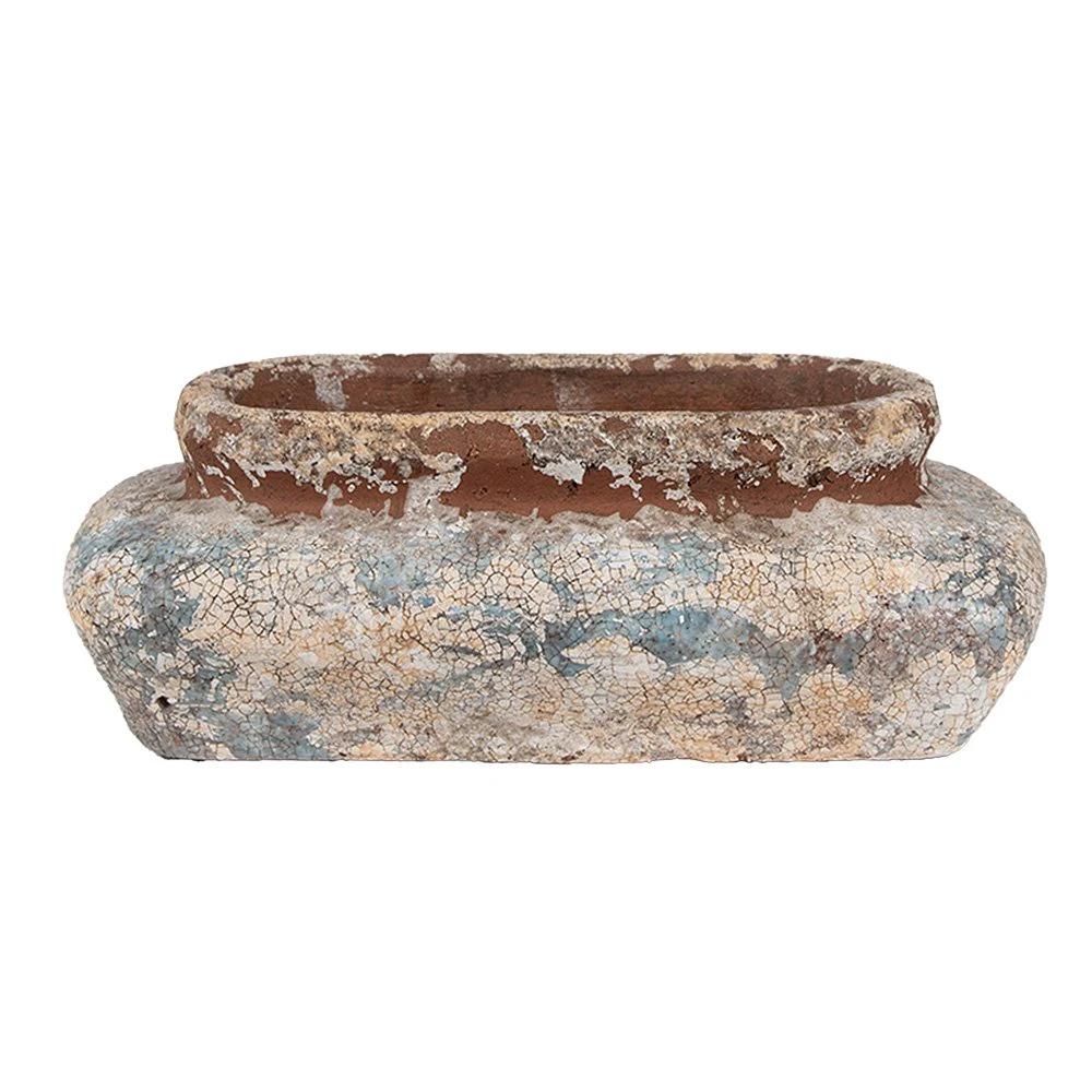 Blumentopf 27x15x9 cm Beige Blau Terrakotta von Clayre & Eef.