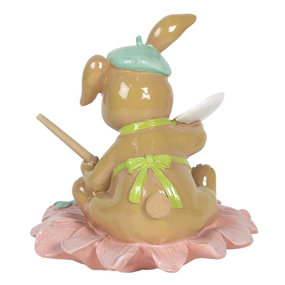 Decoration rabbit sitting on a flower 15x15x15 cm by Clayre & Eef.