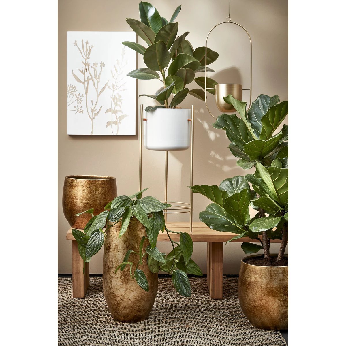 Flowerpot hanging inside Dexter Gold by Mica Decorations