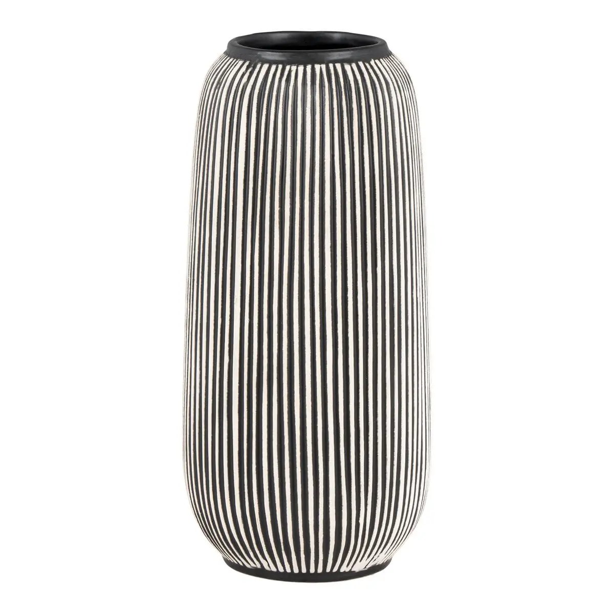 Vase - Limestone, Black/White - Ø9.5x20 cm by EMIRELLE
