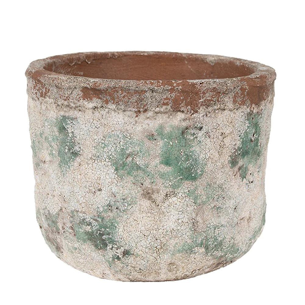 Blumentopf Ø 19x15 cm Beige Grün Terrakotta von Clayre & Eef.