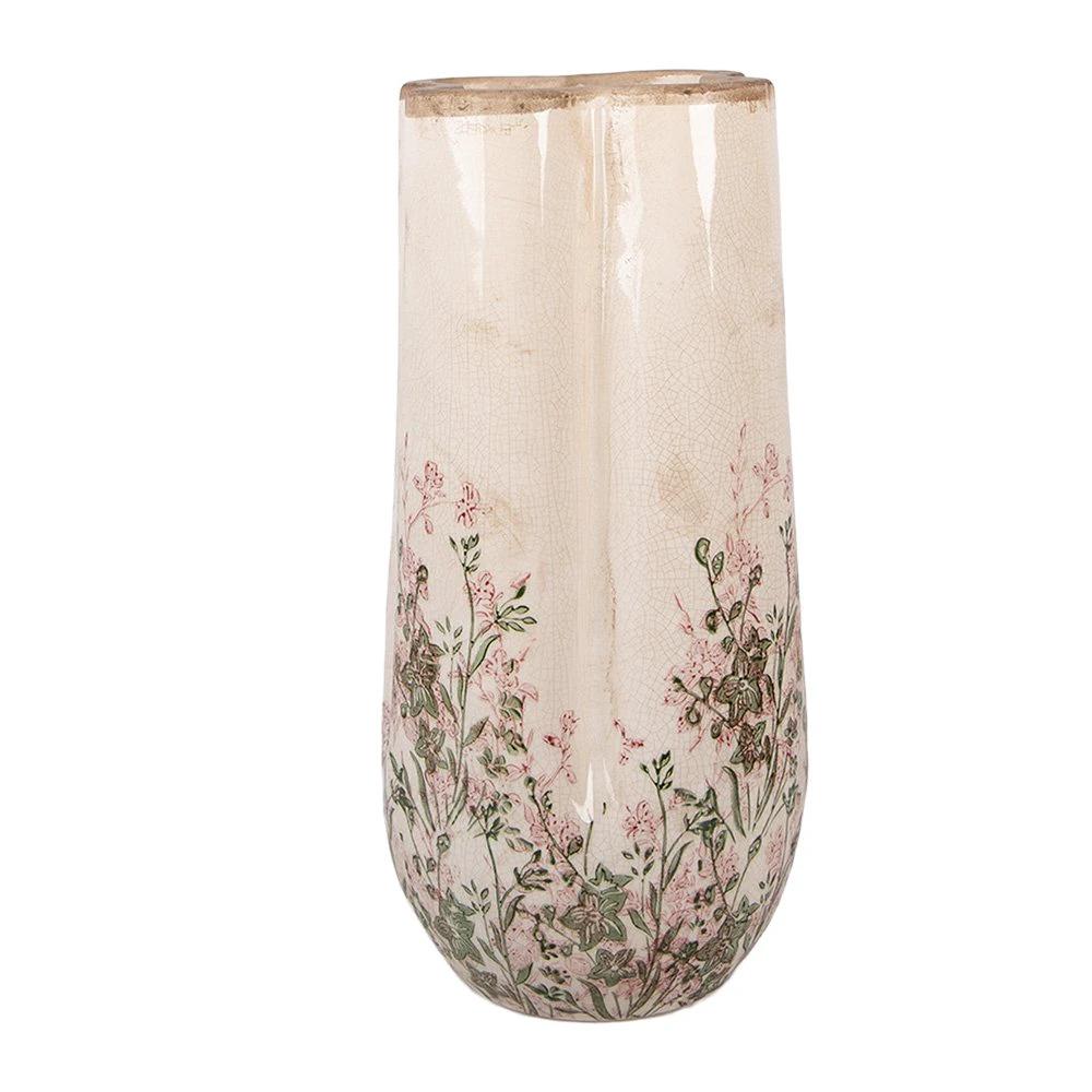 Vase Ø 16x36 cm Beige Ceramic by Clayre & Eef.