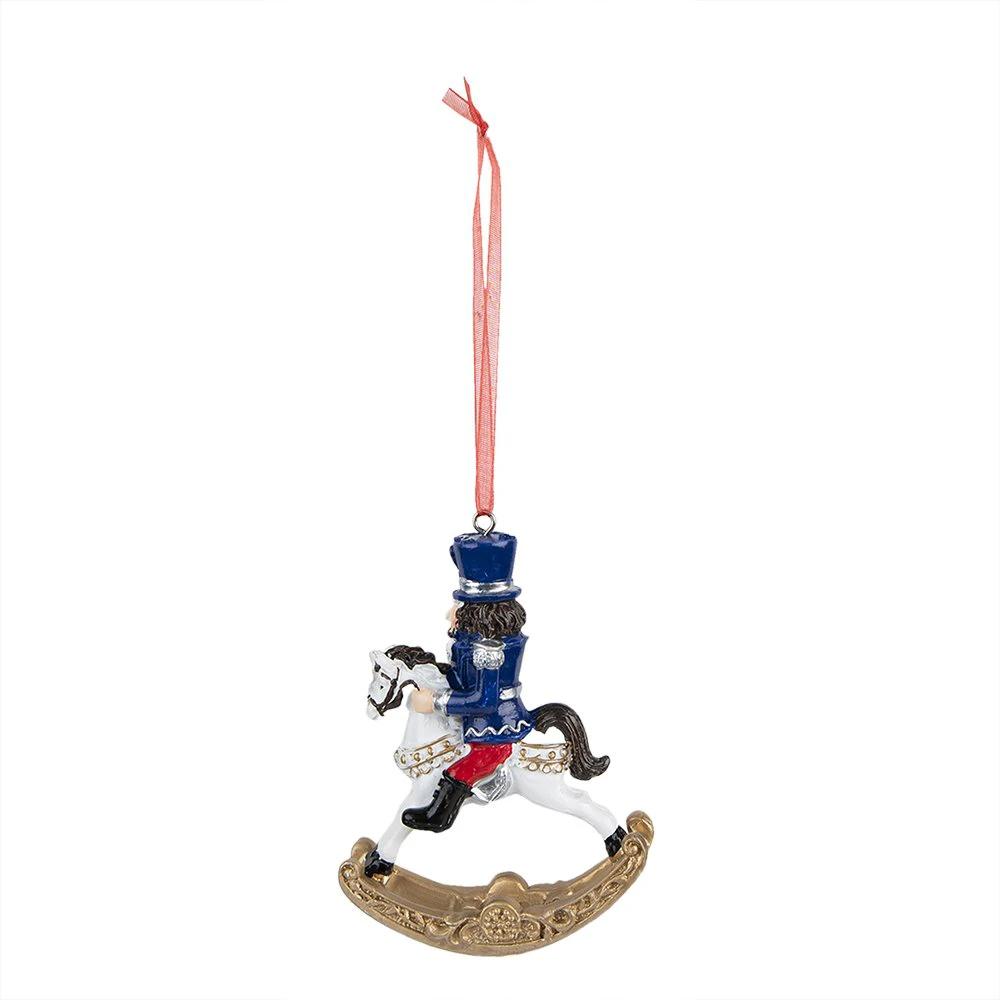 Decoration nutcracker on rocking horse 7x2x10 cm by Clayre & Eef.