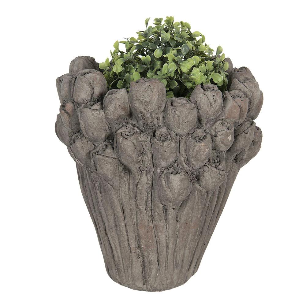 Flowerpot Ø 23x25 cm Gray Stone Flower Pot Inside by Clayre & Eef.