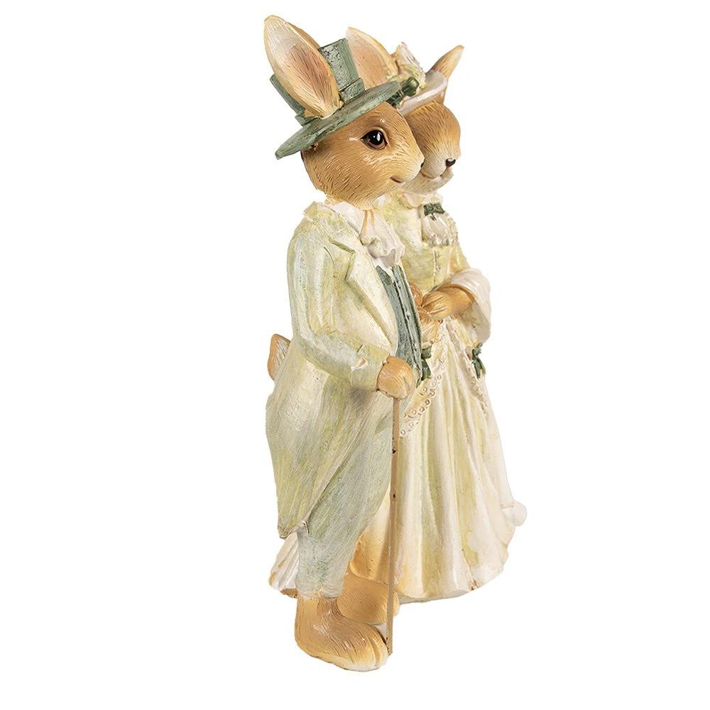 Beeld Konijn 21 cm Bruin Groen Polyester by Clayre & Eef.