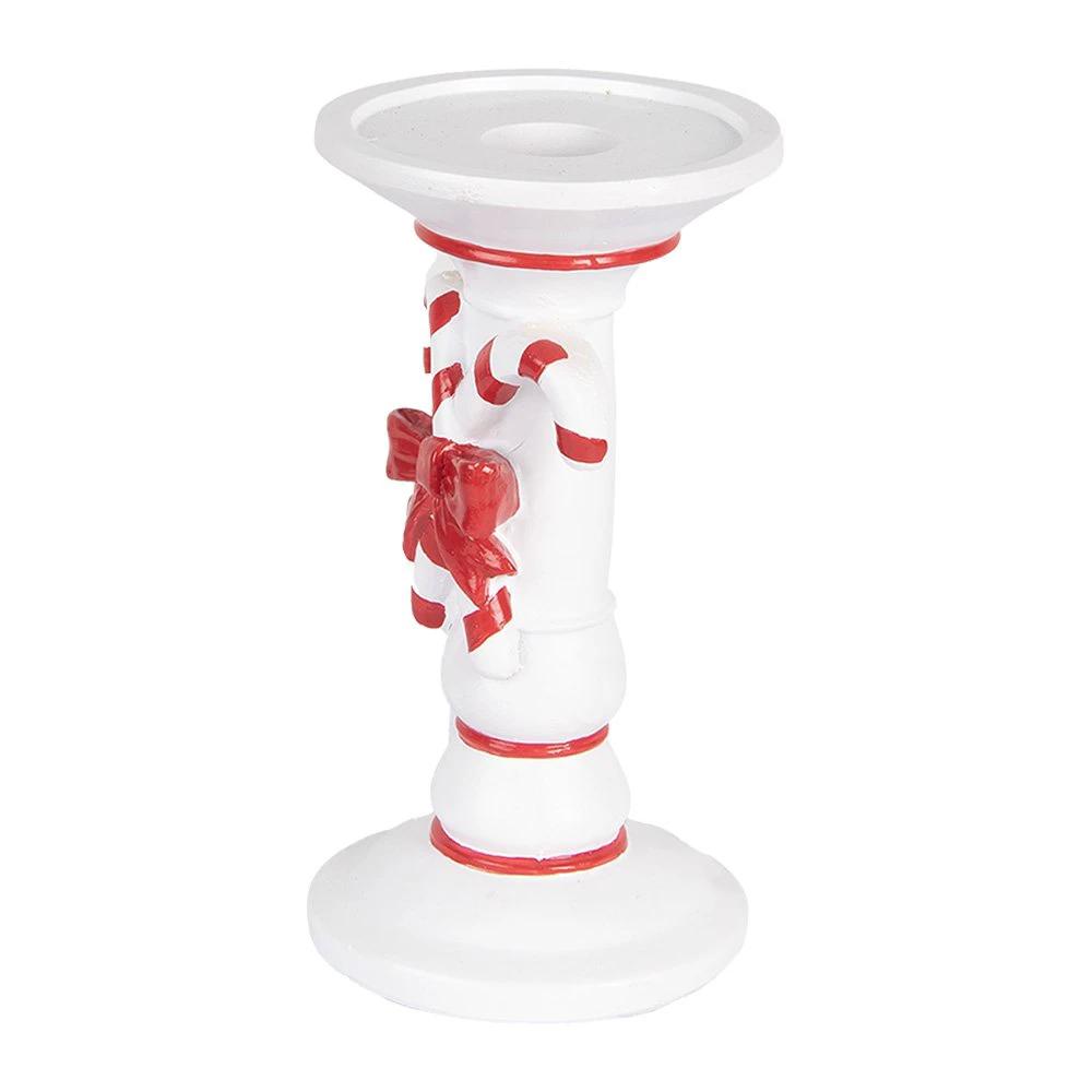 Candlestick Ø 9x18 cm white plastic by Clayre & Eef.