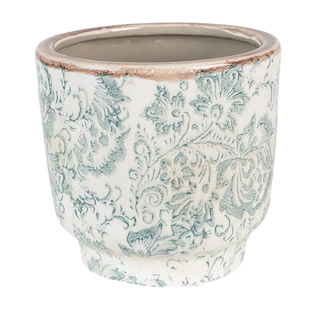 Blumentopf Ø 15x14 cm Grün-Beige Keramik Blumen Blumentopf für Innenräume von Clayre & Eef.