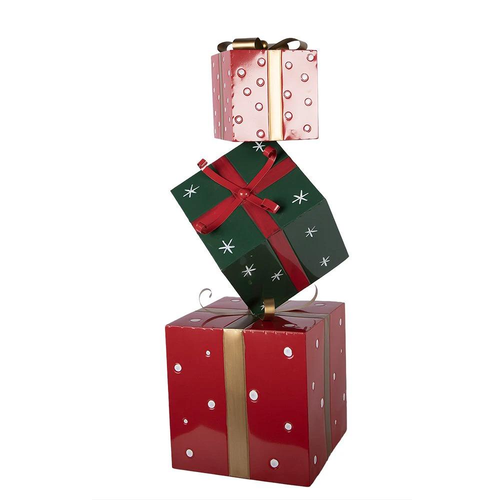 Christmas Decoration Image Gift 36x36x90 cm Red Green Metal by Clayre & Eef.