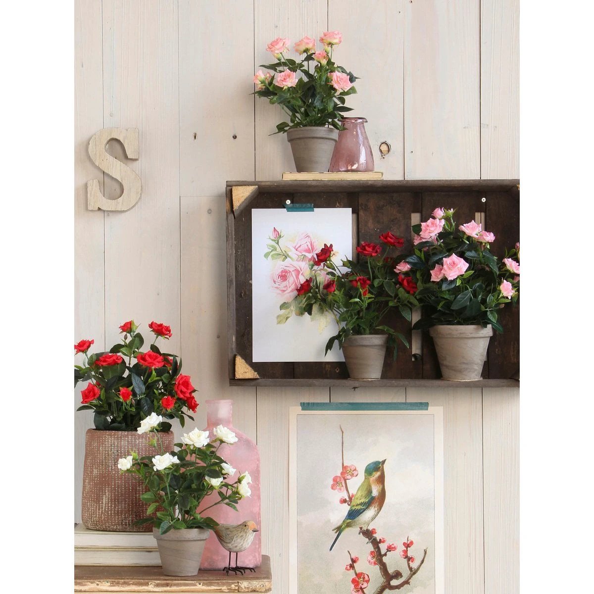 Artificial plant Rosebush White by Mica Decorations
