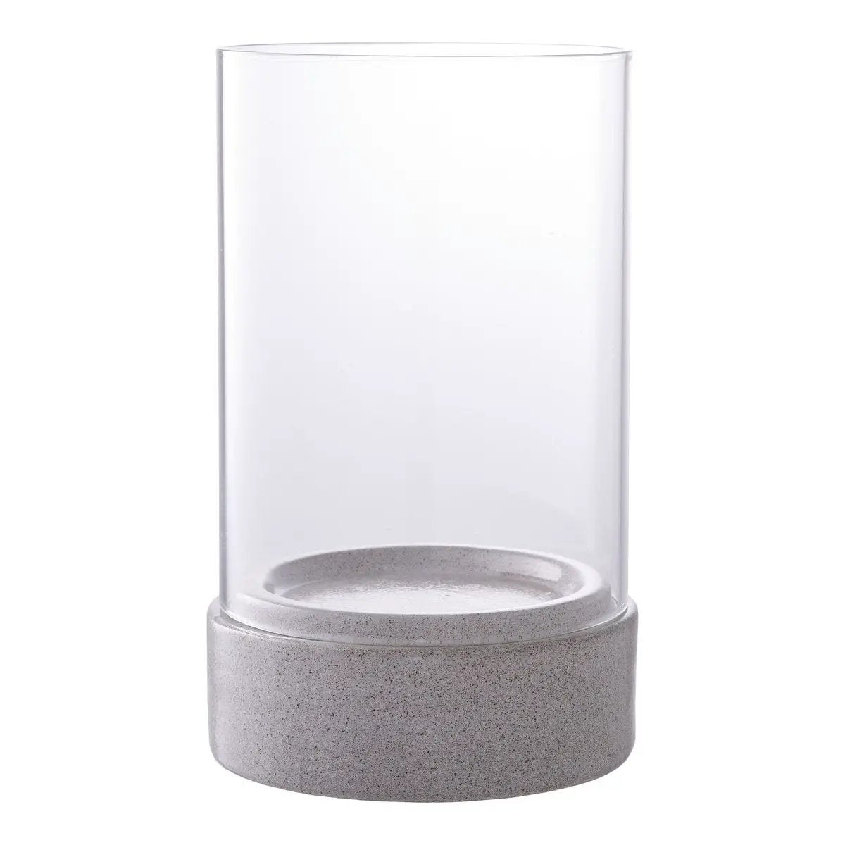 Hurricane Candle Holder - Grey Ceramic/Glass, 16x16x25.5 cm by EMIRELLE