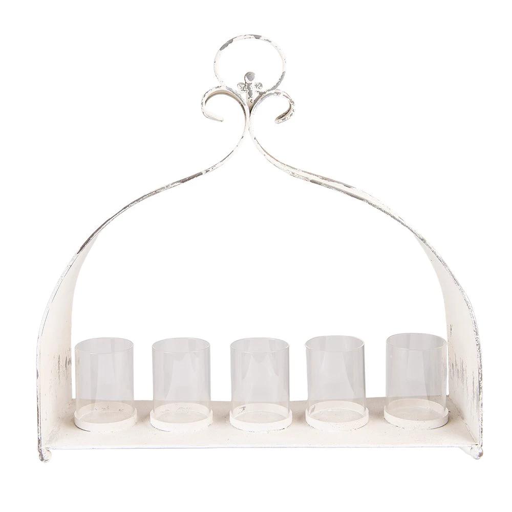 Tealight holder 53x16x50 cm beige iron tealight holder by Clayre & Eef.