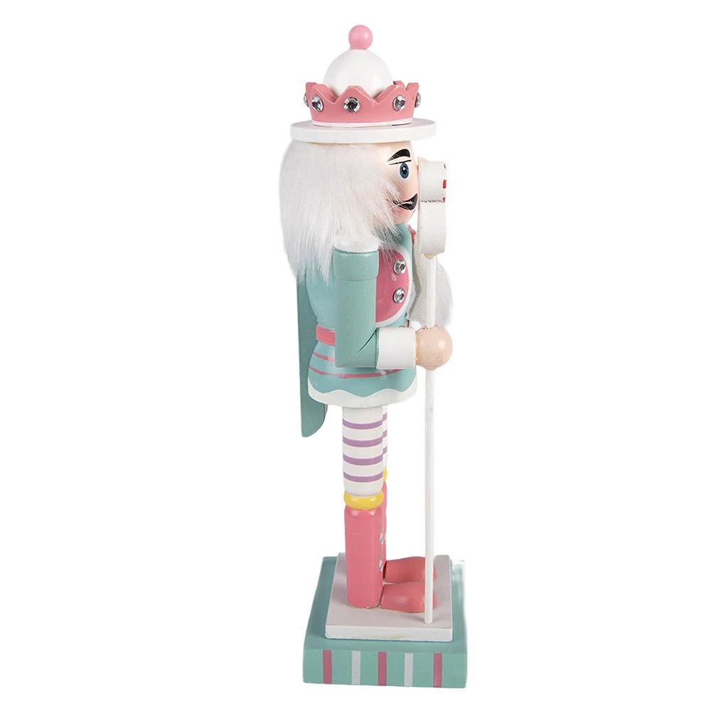 Christmas Decoration Sculpture Nutcracker 10x9x38 cm Blue Wood by Clayre & Eef.