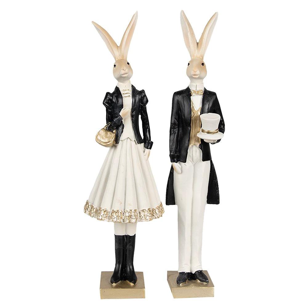 Rabbit statue 32 cm Brown Polyresin Easter decoration by Clayre & Eef.