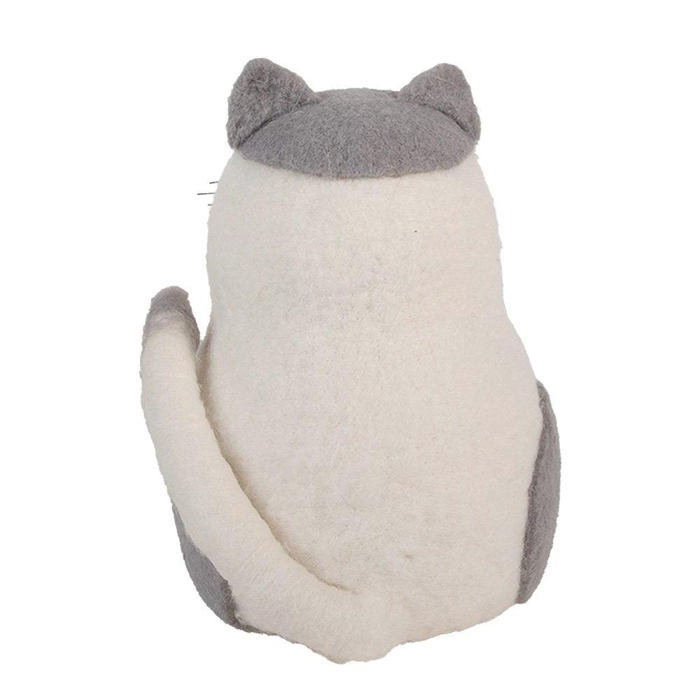 Decoration Image Cat 14x14x20 cm White Felt by Clayre & Eef.
