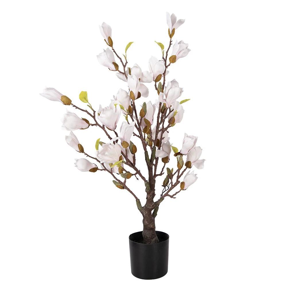 Artificial plant Magnolia 20x20x75 cm Pink Plastic by Clayre & Eef.