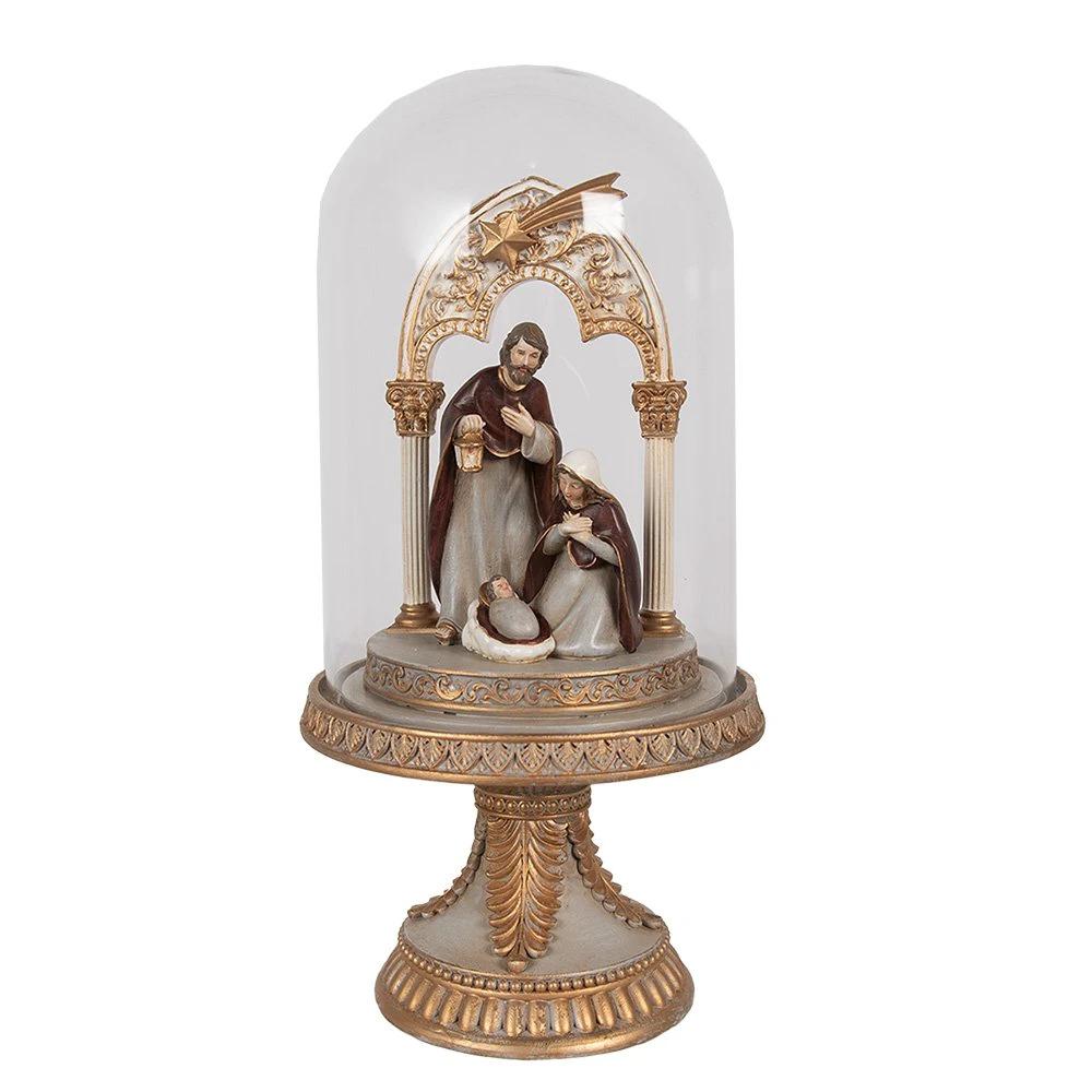 Bell jar Christmas group 29 cm Gold-colored Polyresin Christmas decoration by Clayre & Eef.