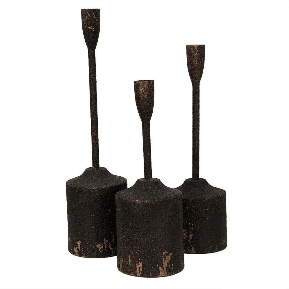 Candlestick (set of 3) Ø 9x35 / Ø 9x30 / Ø 9x25 cm by Clayre & Eef.