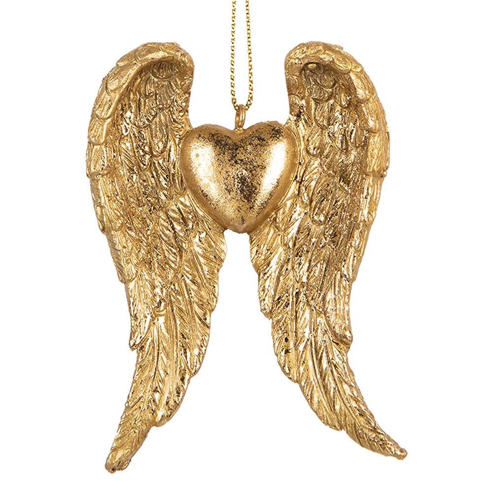 Christmas Hanger Wings 6x2x9 cm Gold-colored Plastic by Clayre & Eef.