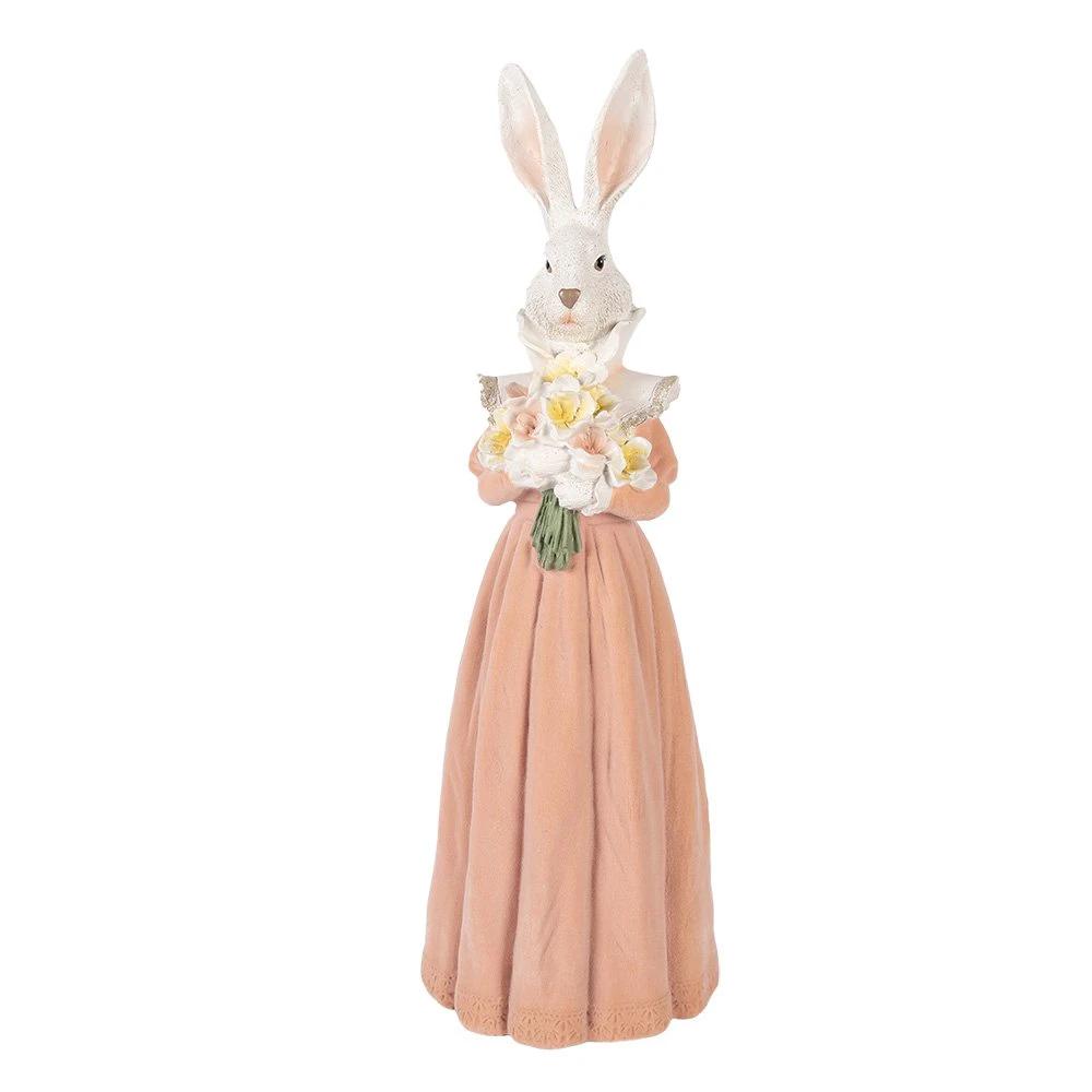 Decoration Statue Rabbit 18x16x53 cm White Plastic by Clayre & Eef.