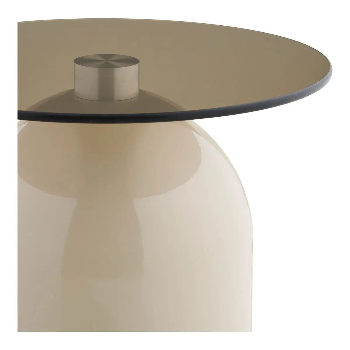 Ravello Side table, tempered glass/metal, grey/beige, ø40x52 cm by EMIRELLE