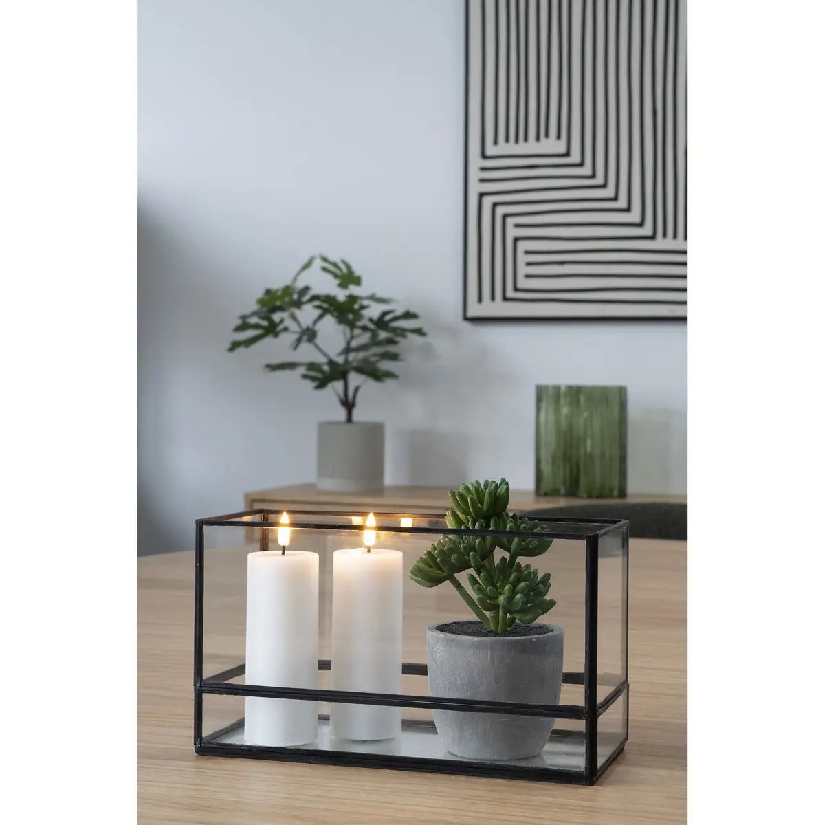 Hurricane Candle Holder - Black, Glass, Metal, 30x12x15cm by EMIRELLE