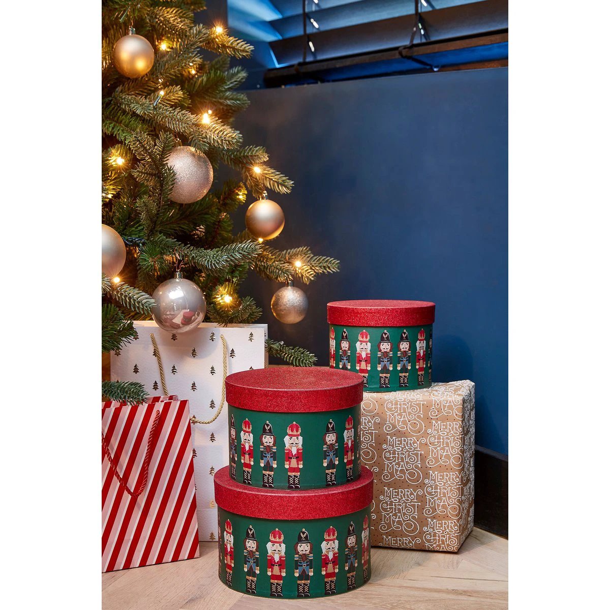 Christmas storage boxes set Green by Mica Decorations