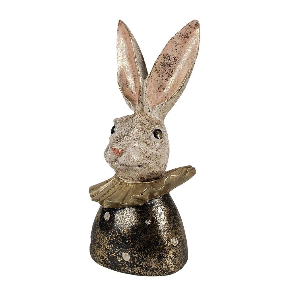 Hasenfigur 23 cm Weiß goldfarben Polyresin Osterdekoration von Clayre & Eef.