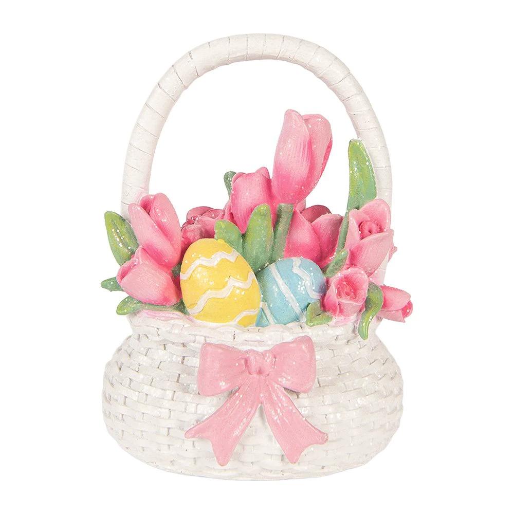 Easter Basket 14x11x18 cm White Plastic by Clayre & Eef.