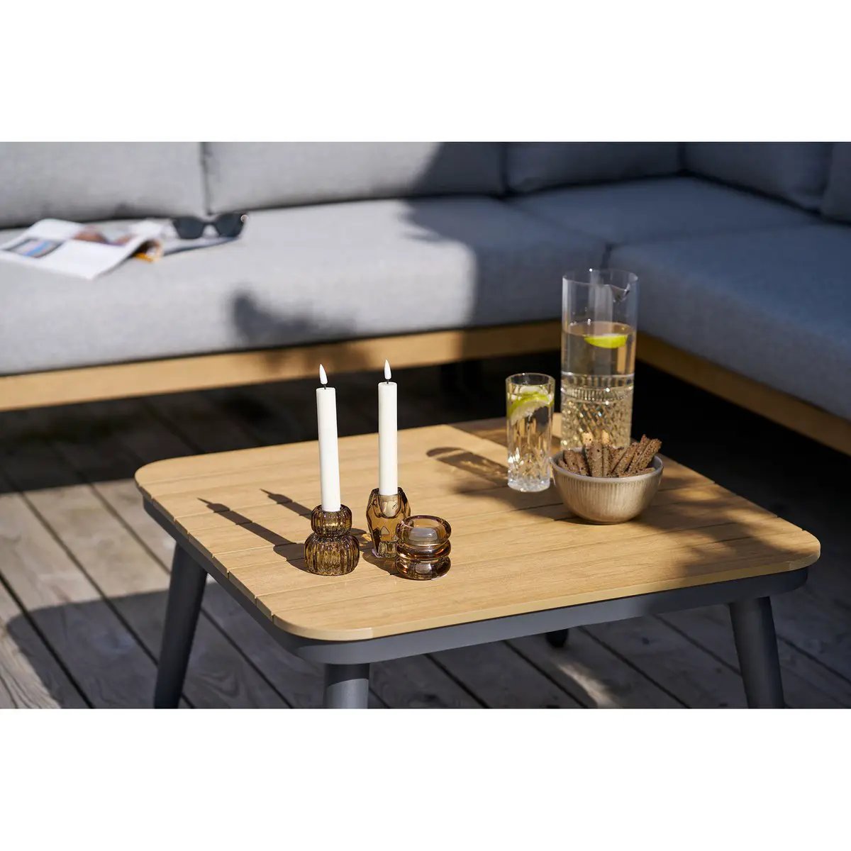 Candle holder, glass, smoked brun, set of 3 by EMIRELLE