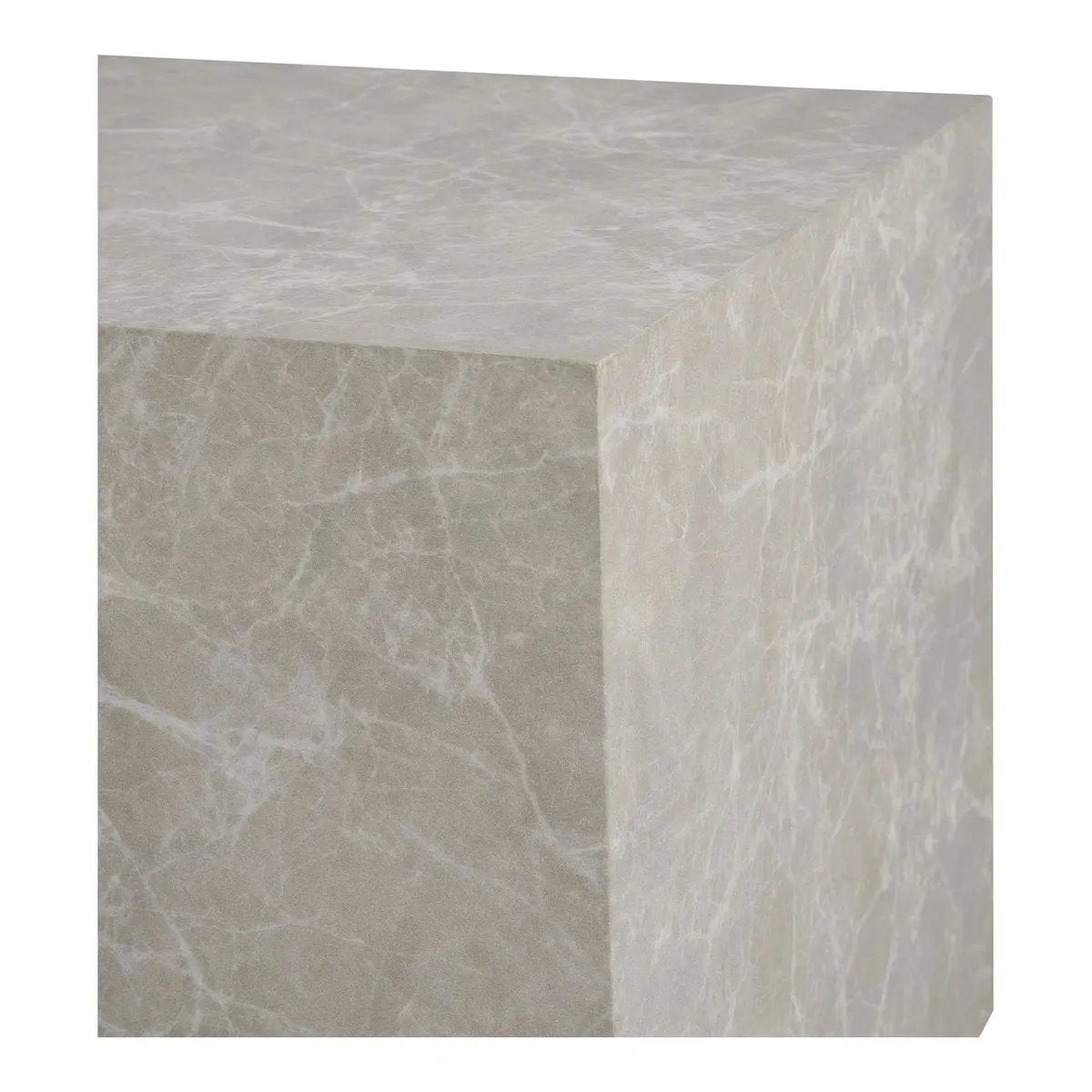 Prague Coffee Table Set - Beige, Marble Look, MDF, Decor Paper, Set of 2 by EMIRELLE