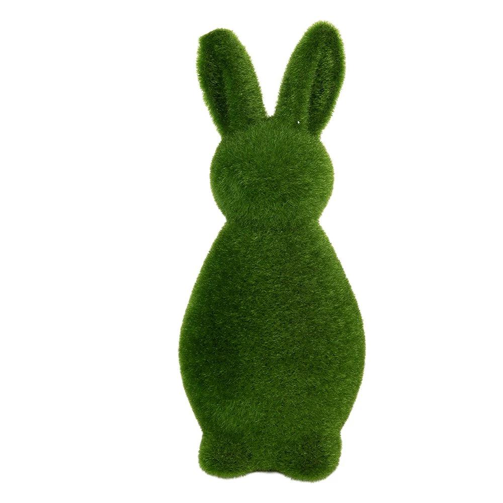 Decoration Statue Rabbit Ø 10x25 cm Green Plastic by Clayre & Eef.