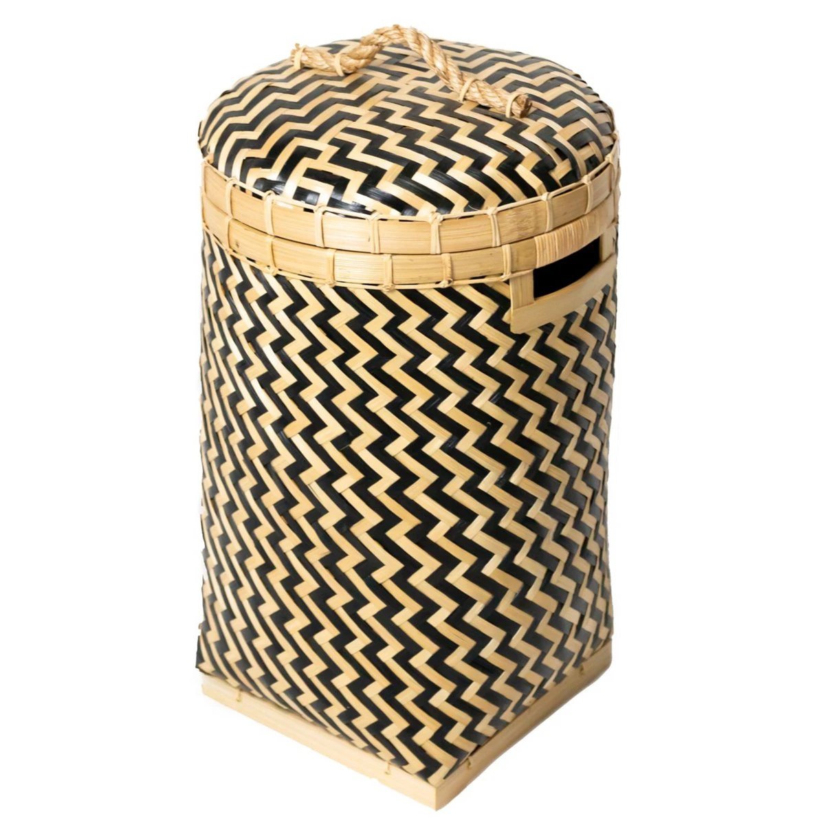 Laundry Basket with Lid NABIRE made from Bamboo by Soeji